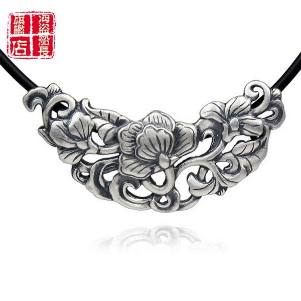 s990 Sterling Silver Old silversmith technology Thai Silver Retro Hollow Rich flowers Necklace Pendant Pendant A birthday presentin the Accessories/Fashion Jewelry, Pendant/Pendant category - from Buy2taobao.com to provide professional Taobao agent buy service
