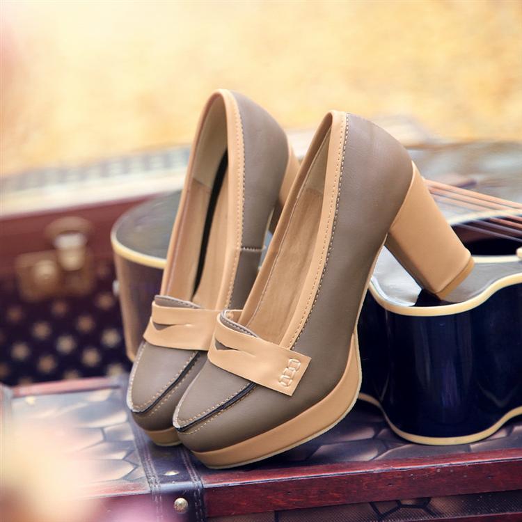 韩版女式鞋防水台浅口...