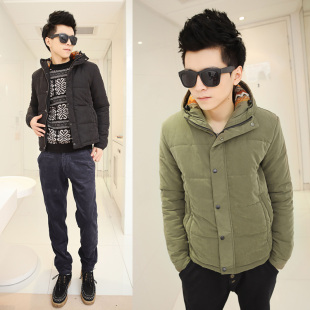  阿屋屋|冬装新款 韩版潮流棉袄复古连帽外套男士修身短款棉衣