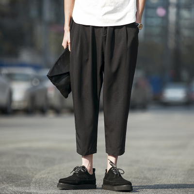 Chinese style Men's trousers Flax Ninth pants Large Easy Feet leisure time Haren Cotton and hemp Broad leg Linen trousersin the Men's clothing, Casual pants category - from Buy2taobao.com to provide professional Taobao agent buy service