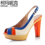 Kema fast as possible / Komanic elegant spell color thick high-heeled <span class=H> fashion </span> <span class=H> Shoes </span> waterproof fish head sandals K39661