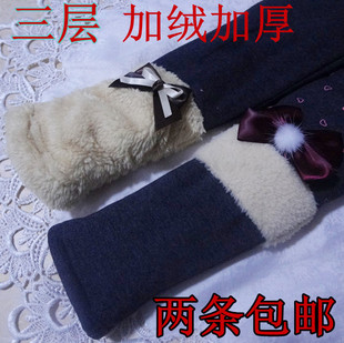  韩版女童打底裤冬款 儿童加绒加厚打底裤 三层厚保暖裤 宝宝棉裤