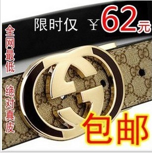  新款gucci 皮带酷奇/古奇韩版时尚真牛皮双G扣男士女式腰裤带
