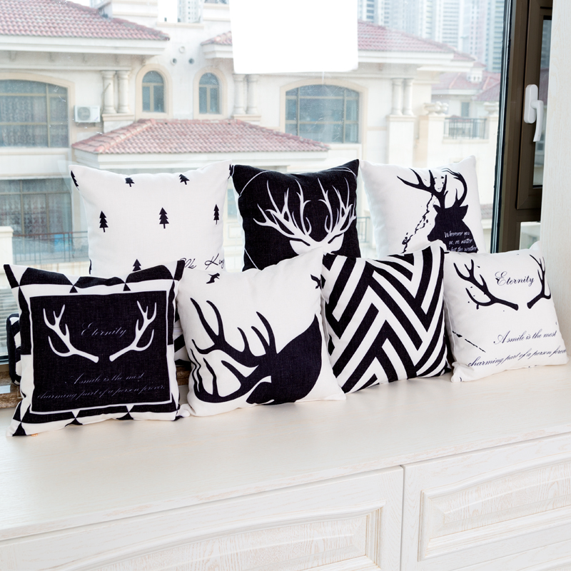 Northern Europe INS black and white fashion Simplicity series Office bedroom a living room sofa Pillows Cushion Pillowin the Home Fabric , Pillow/Pillow category - from Buy2taobao.com to provide professional Taobao agent buy service
