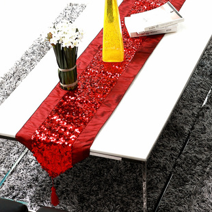  时尚双层亮片 欧式奢华仿丝珠片桌旗/餐桌布艺装饰 茶几简约五色