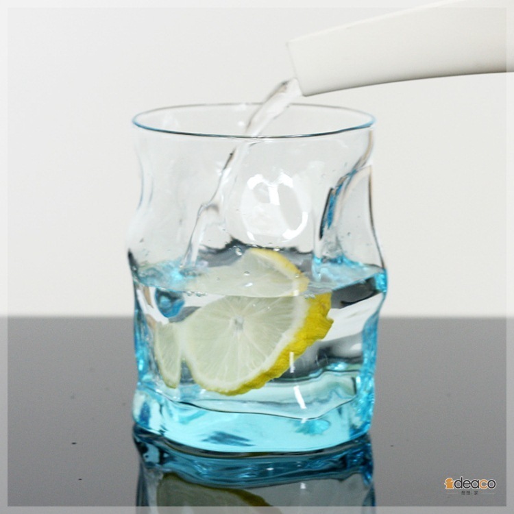 意大利进口 透明波浪玻璃杯 果汁杯 创意彩色水杯 情侣杯子 热销