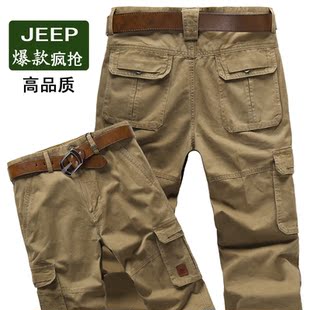  春秋新款 男装裤子正品JEEP DY吉普男裤工装裤男长裤多口袋休闲裤
