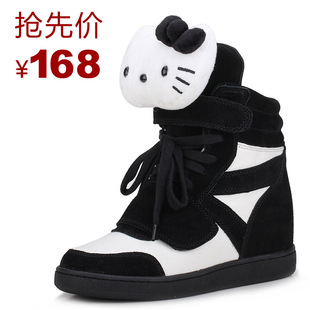  春款hello kitty款高帮鞋子 内增高休闲厚底松糕鞋女鞋子