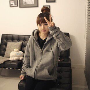 包邮2013秋装外套女 韩版秋冬学生开衫外套 简单卫衣女大码运动服