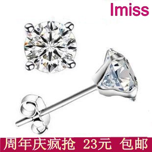  925纯银耳钉 八心八箭瑞士钻四爪韩版银饰品 男女款耳环 正品包邮