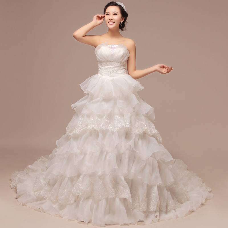 新款岁迪新娘结婚季时尚婚纱 高腰修身抹胸亮片装饰绑带大拖尾婚纱礼服 新款岁迪新娘结婚季时尚婚纱 高腰修身抹胸亮片装饰绑带大拖尾婚纱礼服