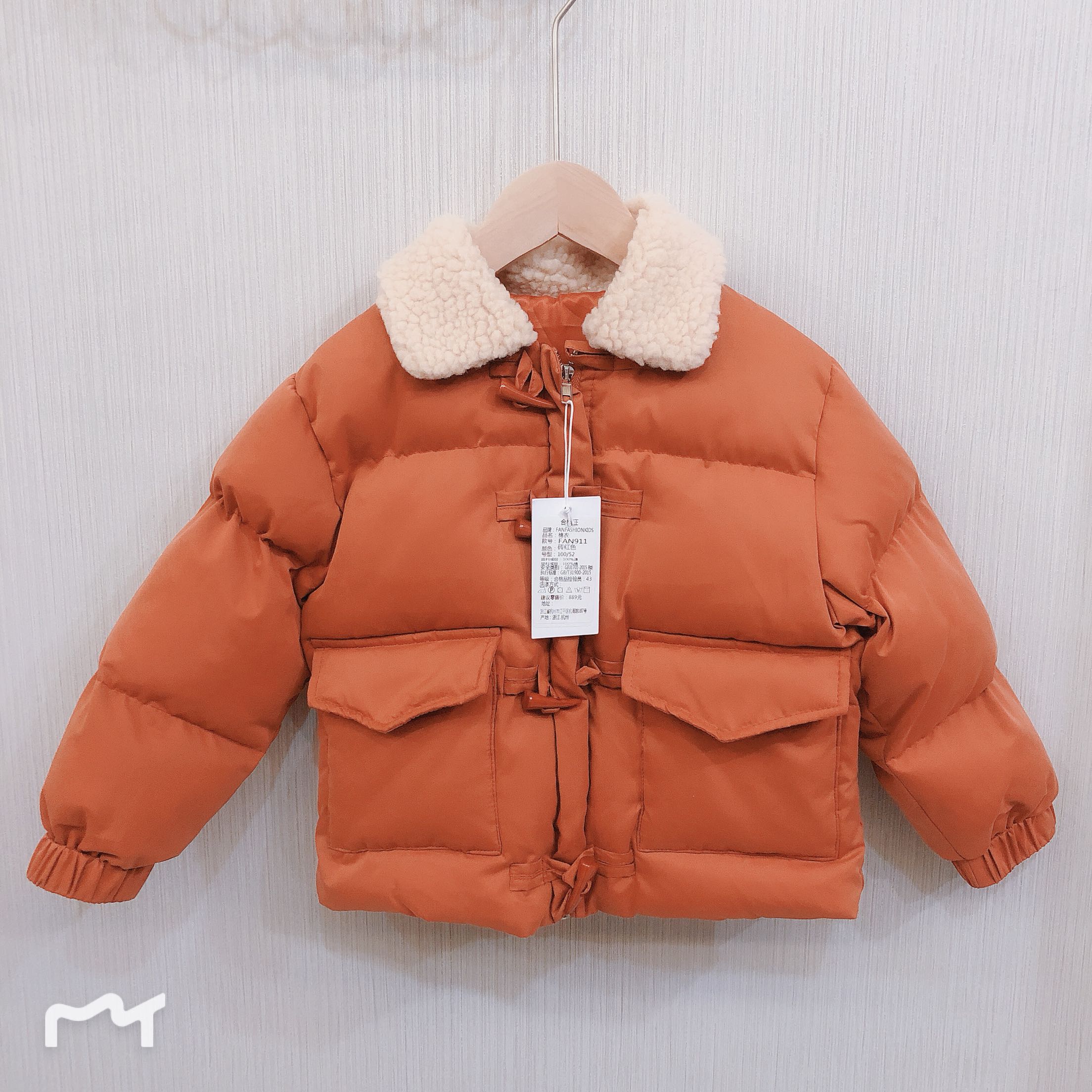 铱霖家19年冬羊羔毛翻领棉服袄中大童男女同款复古牛角扣拉链外套在类目 童装/婴儿装/亲子装, 棉袄/棉服中 - 来自Buy2taobao.com提供专业的淘宝代购服务