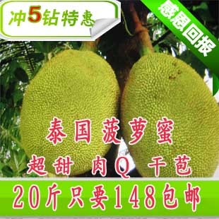  新鲜水果 产地直销泰国菠萝蜜 干苞比海南的甜蜜肉厚 20斤　包邮