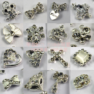  美甲手机DIY超闪亮合金属水晶装饰品蝴蝶结皇冠镶嵌珍珠特价批发B