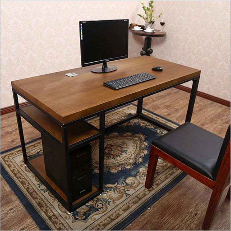 American style Iron art solid wood The computer table desk Desktop computer Tables and chairs combination Simplicity desk Office Tablein the Business/Office Furniture , Office Furniture , Desk , Office Computer Desk category - from Buy2taobao.com to provide professional Taobao agent buy service