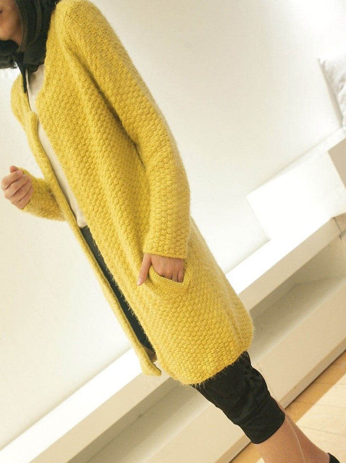 2013 spring new Korean discounts every day in a simple round neck long sleeve long mohair Cardigan jacket