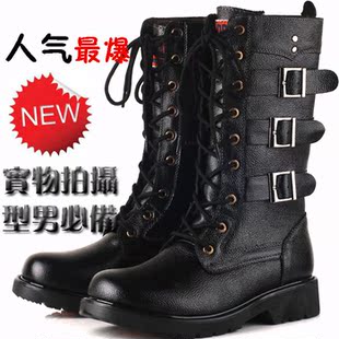  爆款男士军靴潮流高筒男靴子特价真牛皮靴户外靴马靴子皮靴男