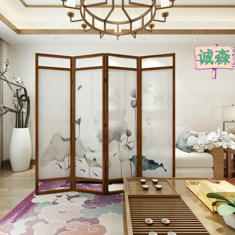 Chinese living room Semipermeable Georgette move Folding screens solid wood Entrance Ink Flower Folding screens partitionin the Residential furniture , Screen/Flower Window , Folding screen category - from Buy2taobao.com to provide professional Taobao agent buy service