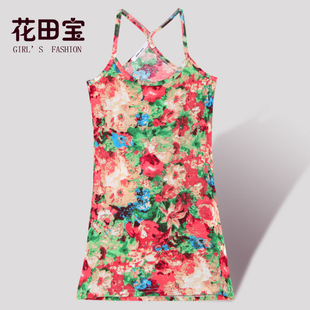  夏季大码花色性感吊带 女装吊带背心 韩版碎花打底衫印花小吊带