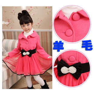  童装冬装新款儿童加厚大衣女童羊绒外套女童呢子大衣韩版毛呢外套