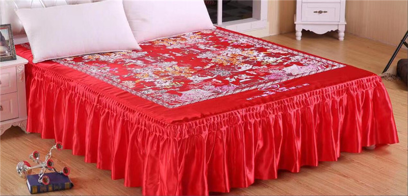 Home textiles Bright red Silk satin Bedspread Bed skirt Bed covers Colorful Tapestry Charmeuse marry Hundred children beddingin the Bedclothes , Bedspread category - from Buy2taobao.com to provide professional Taobao agent buy service