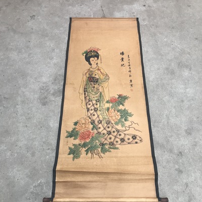 仿古字画中堂画国画杨贵妃图唐伯虎绘画已装裱厂家直销零售