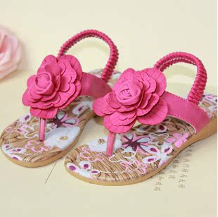  新款儿童夏季凉拖 韩版女童凉鞋拖鞋 花朵公主鞋 夹趾沙滩鞋
