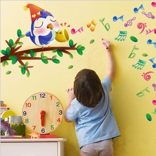 <em>快乐</em>小鸟小<em>音乐</em>家 儿童房男孩<em>女孩</em>卧室<em>背景</em>墙