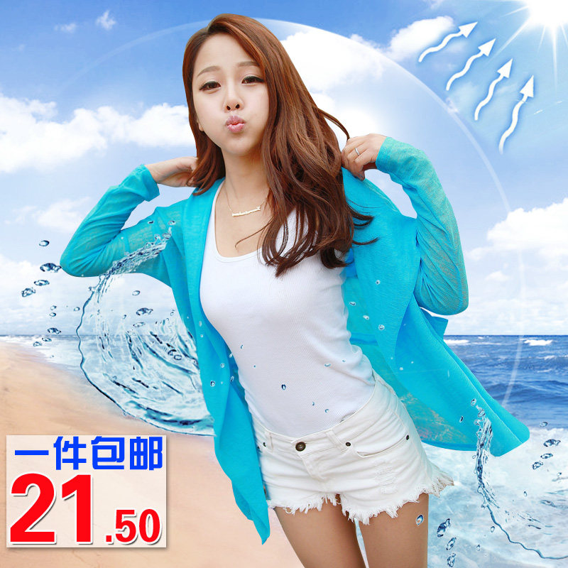 包邮 UV Sun dress length sleeve Cardigan thin transparent authentic suit jacket shawl women's Sun shirts
