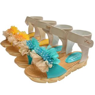  天才米奇童鞋女童凉鞋 公主鞋 儿童节礼物 绣花厚底花朵凉鞋韩版