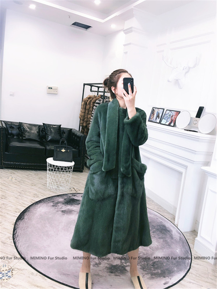 MIMINO FUR 进口水貂皮毛外套 大口袋飘带大长款大衣 M107|ruв категории Женская одежда, мех - от Buy2taobao.com для оказания профессиональной услуги покупки агента Taobao