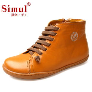  simul冬季时尚潮流男女情侣低筒短靴雪地靴男保暖真皮棉鞋