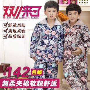 芬腾<em>大嘴猴</em>儿童夹棉<em>睡衣</em>男孩加厚<em>珊瑚绒男大童</em>
