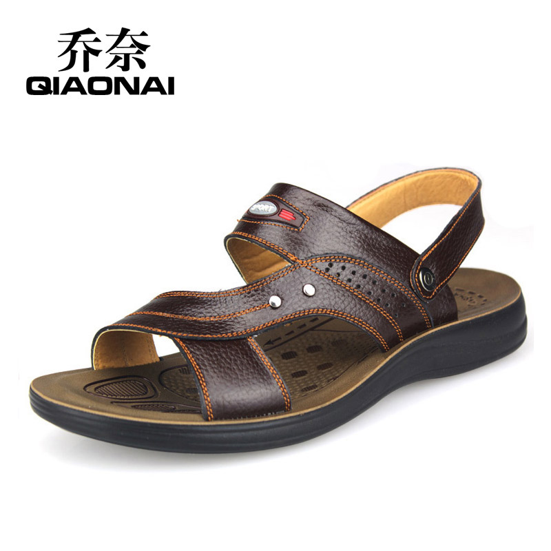 mens leather Sandals Sandals trend mens plus size leisure beach-shoes ...