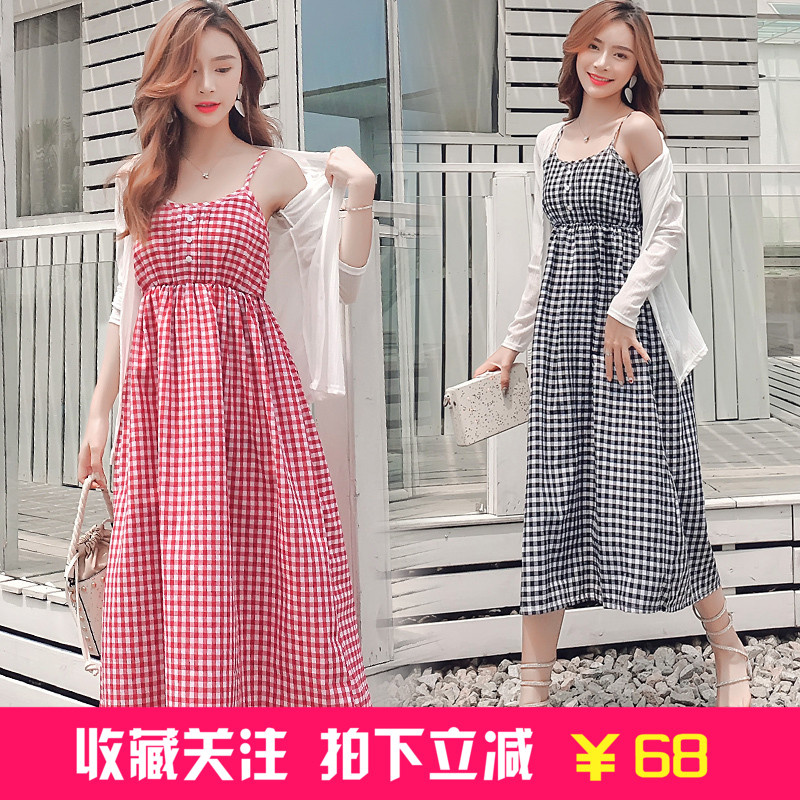 春夏孕妇连衣裙时尚中长款宽松格子吊带裙+开衫两件套孕妇长裙子|msdalam kategori Bekalan Ibu / Ibu / Pemakanan, bersalin, pakaian - dari Buy2taobao.com untuk memberikan perkhidmatan ejen Taobao profesional membeli