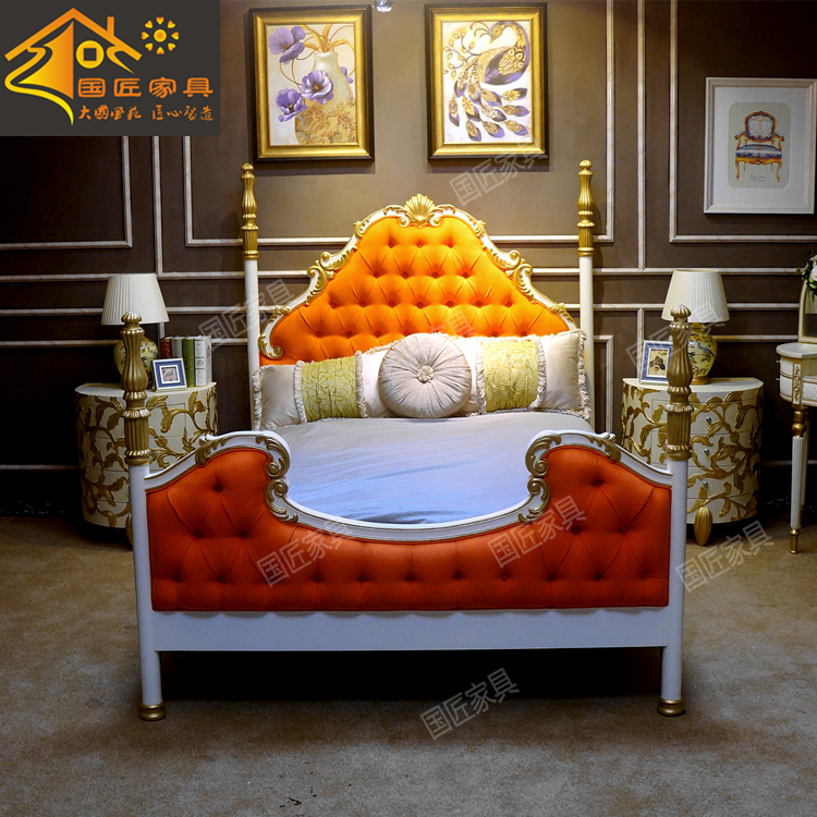 French princess bed 1.5 European style Pure handwork carving solid wood girl High-end Luxurious Small apartment Marriage bedin the Residential furniture , Beds , Fabric bed category - from Buy2taobao.com to provide professional Taobao agent buy service
