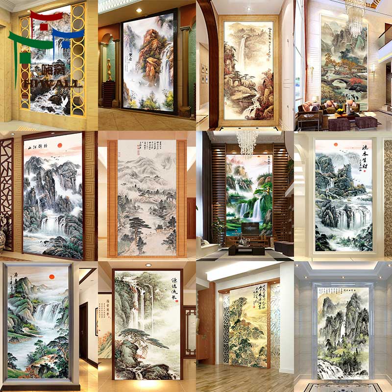 迎门墙瓷砖壁画中式玄关背景山水画走廊过道复式楼别墅客厅电视墙|msdalam kategori keluarga memasang ibu, jubin seramik, jubin latar belakang - dari Buy2taobao.com untuk memberikan perkhidmatan ejen Taobao profesional membeli
