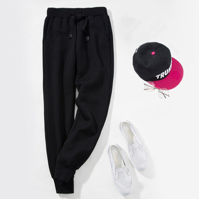 收口保暖男女卫裤冬季休闲裤小脚羊羔绒长裤加厚加绒运动裤子潮