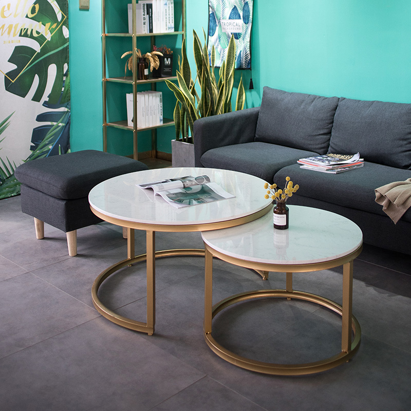 北欧简约客厅小户型现代简易圆大理石轻奢网红铁艺金色子母小茶几|msdalam kategori perabot kediaman, beberapa kategori, meja teh - dari Buy2taobao.com untuk memberikan perkhidmatan ejen Taobao profesional membeli