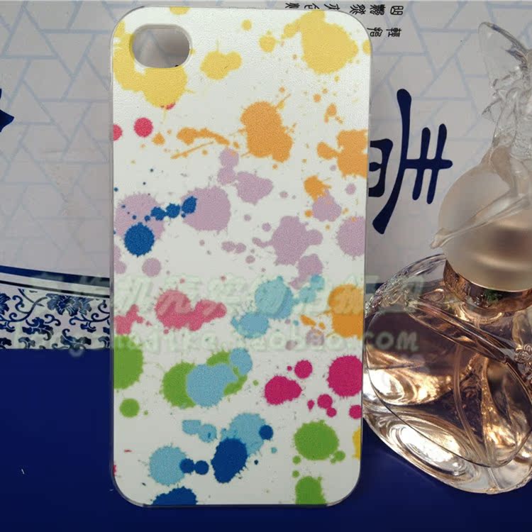iphone4/4s彩绘手机壳 彩色墨点涂鸦墨点壳手机壳 防刮磨砂手机壳