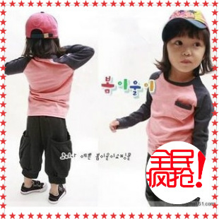  童装新款韩版 儿童套装 男童长袖运动休闲学院原创女中性