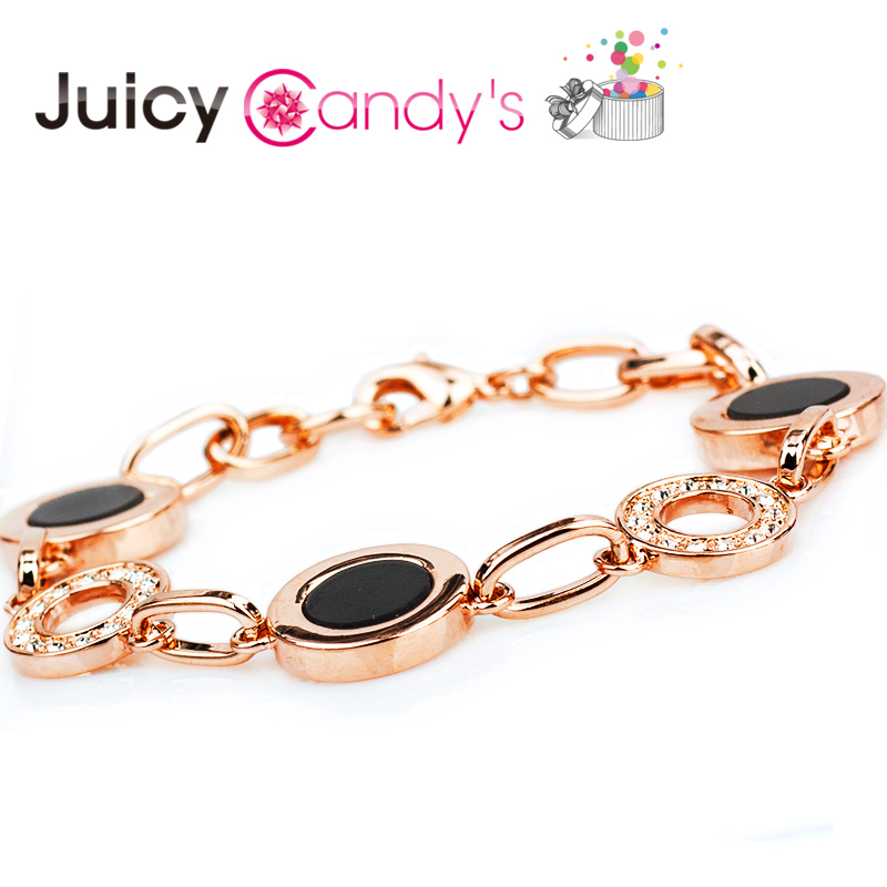 Juicy饰品 情侣手链 女 韩版 时尚复古 镀金手链 黑宝石链子 包邮 Juicy饰品 情侣手链 女 韩版 时尚复古 镀金手链 黑宝石链子 包邮
