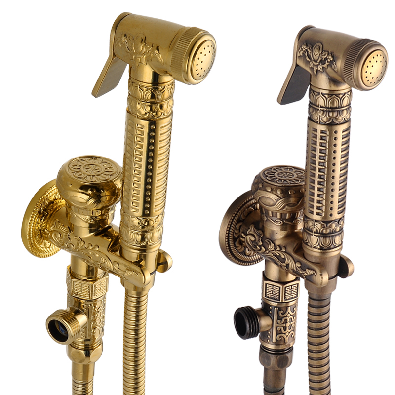European antique golden All copper closestool Spray gun Faucet Bidet Bidet Irrigator suit Angle valve pressure boostin the Decoration main material , Toiletries , Bidet bidet category - from Buy2taobao.com to provide professional Taobao agent buy service
