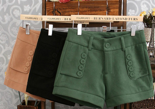  【返利网专享】热卖爆款 羊毛呢短裤女打底裤 秋冬 靴裤 女