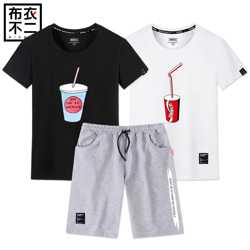男士三件套2019夏季纯棉韩版潮流短袖t恤运动休闲裤子男潮牌套装|msdalam kategori Pakaian Lelaki, menetapkan, saman sukan Leisure - dari Buy2taobao.com untuk memberikan perkhidmatan ejen Taobao profesional membeli