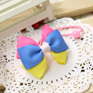  新款儿童头花 韩国发绳韩版发饰宝宝蝴蝶结皮筋 彩色发圈 X77
