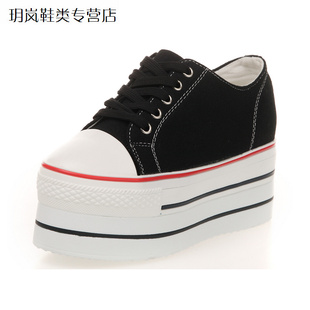  超厚底松高跟运动帆布鞋潮蘑菇街xie松糕鞋韩版女鞋fanbuxie