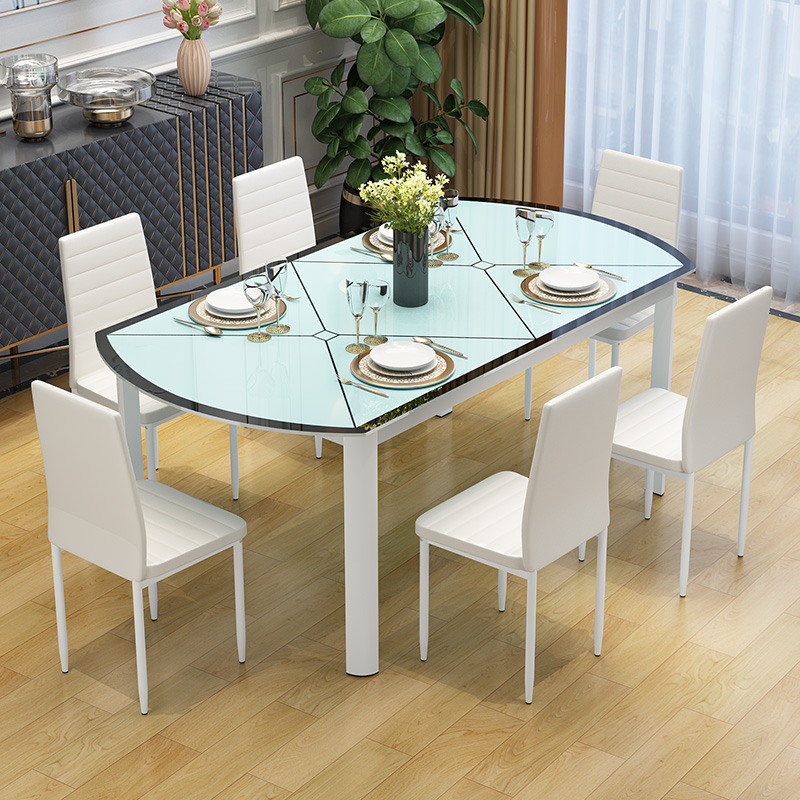 dining table and chair combination Modern minimalist Small apartment 4 6 people rectangle household Having dinner Table Toughened glass tablein the Residential furniture , Tables , Dining table category - from Buy2taobao.com to provide professional Taobao agent buy service