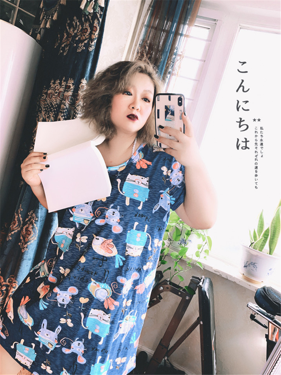 Full-fat Ma'am Large Women's wear mm Western style Cartoon Home Furnishings Large Nightdressin the Women's clothing/Boutique , Large size women category - from Buy2taobao.com to provide professional Taobao agent buy service