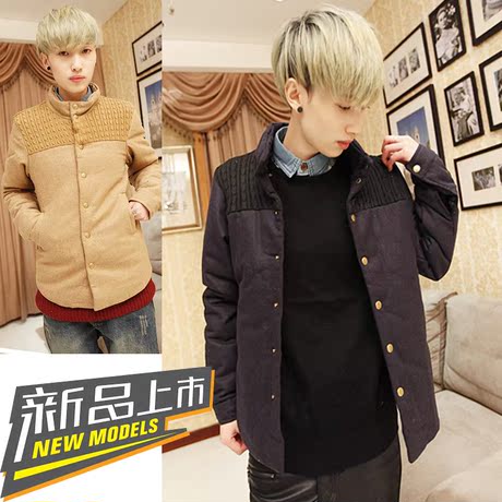 小烟圈.2013春装新品.<em>毛线</em>拼接休闲小<em>夹克</em>毛呢